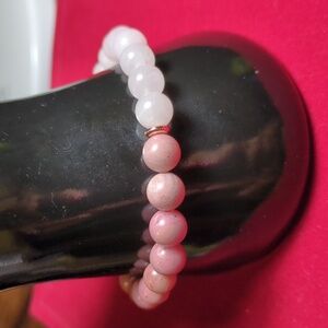 Elegant Rhodonite and Rose‎ Quartz Bracelet, strech. New